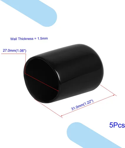 Vista 2 de Cubierta de tapa de extremo redondo de goma de 1.06 pulgadas (1.063 in), protectores de rosca de tornillo de PVC flexible de tubería de tubería