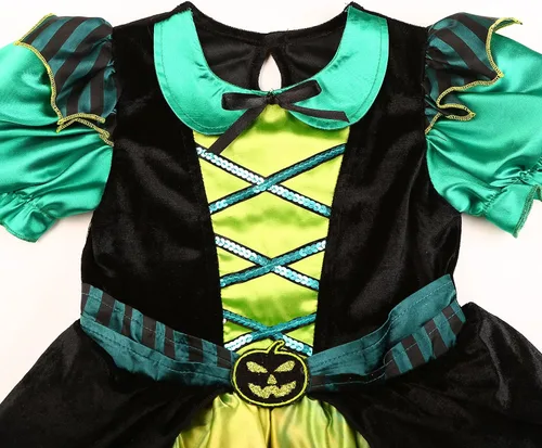 Vista 5 de Lingway Toys Disfraz de bruja de Halloween con sombrero para niñas