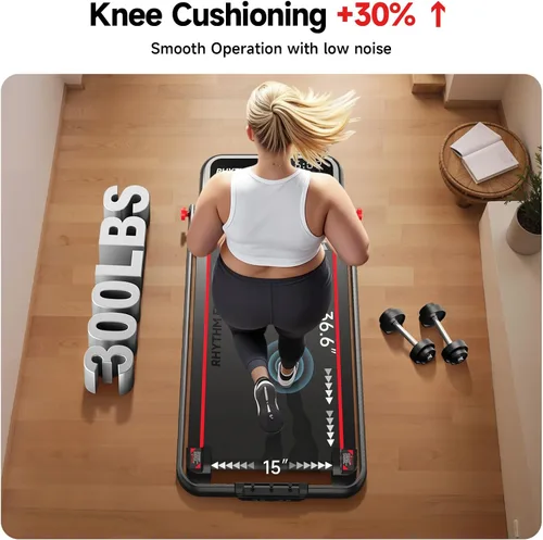 Vista 6 de RHYTHM FUN Treadmill with Incline, Walking Pad with Handle Bar,300lbs Walking Pad with APP, Portable Folding Walking Treadmills for Home/Office with