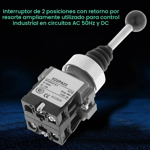 Vista 4 de 2NO Interruptor de palanca de mando de retorno de resorte Interruptor de control momentáneo de 2 posiciones de grado industrial para XD2PA22CR