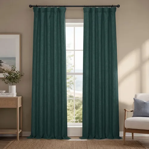 Vista 39 de HPD Half Price Drapes - Cortinas de lino sintético para sala de estar (2 paneles) - 100 pulgadas de ancho x 84 pulgadas de largo - Cortinas