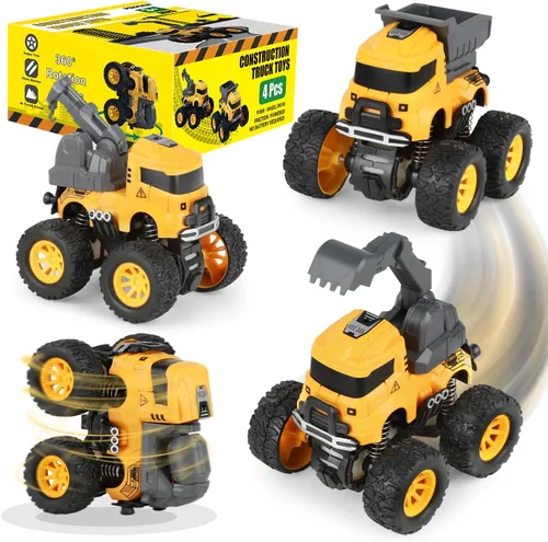 Vista 10 de LONANDY Monster Trucks para niños de 4 a 7 años, paquete de 4 camiones de juguete Push Go Pull Back para niños de 2 a 4 años, el mejor regalo