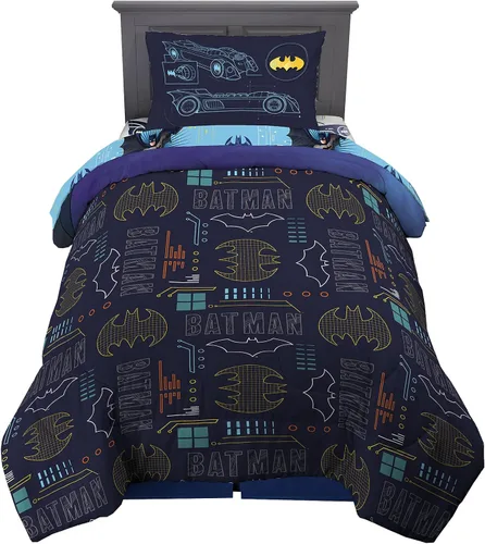 Vista 2 de Franco juego muy suave de edredón y sábanas para niños, 4 piezas, tamaño individual, Batman