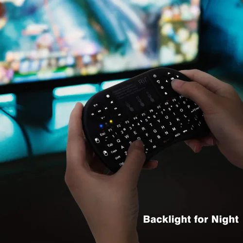 Vista 6 de Rii Mini teclado inalámbrico Bluetooth con panel táctil, compatible con Bluetooth + (RF) 2.4GHz conexión inalámbrica para teléfonos inteligentes