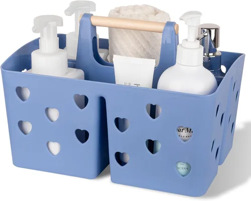 Vista 8 de Anyoifax Organizador de Ducha Portátil Cesta de Ducha de Plástico Organizador de Baño Dividido Organizador de Limpieza de Almacenamiento con Asa