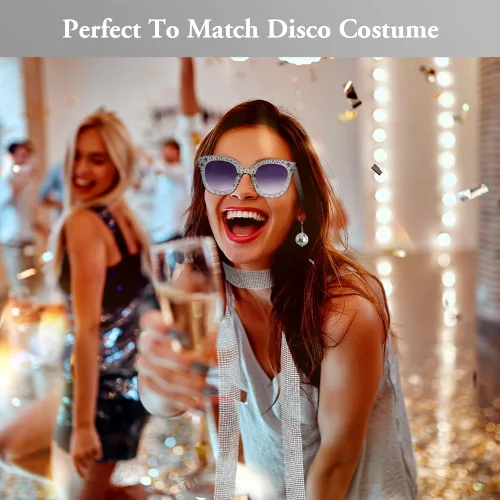 Vista 6 de zxbaers Accesorios de discoteca de los años 70, juego de accesorios de disfraz de discoteca para mujer, accesorios de bola