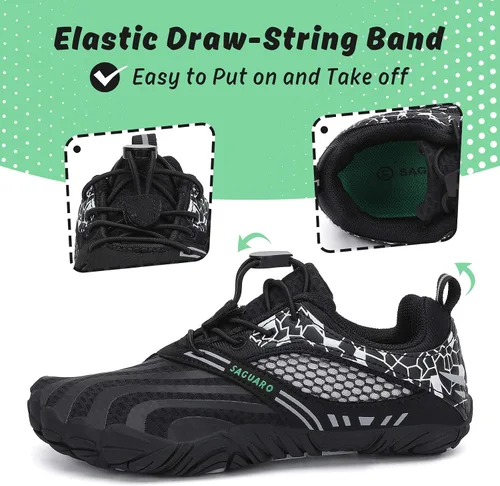 Vista 3 de SAGUARO Zapatos de agua para niños y niñas, de secado rápido, zapatos deportivos ligeros (niños pequeñosniños grandes), Negro