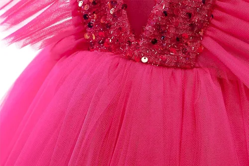 Vista 6 de NNJXD Vestido de princesa para niña, vestido de tul para fiesta de boda