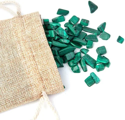 Vista 6 de Piedra triturada natural de malaquita a granel, pequeños chips de cristal curativo para decoración de interiores y exteriores, pecera, rellenos