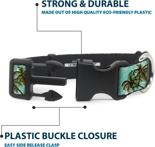 Vista 4 de Buckle-Down Collar de clip de plástico con palmeras de 9 a 15 pulgadas, tamaño pequeño