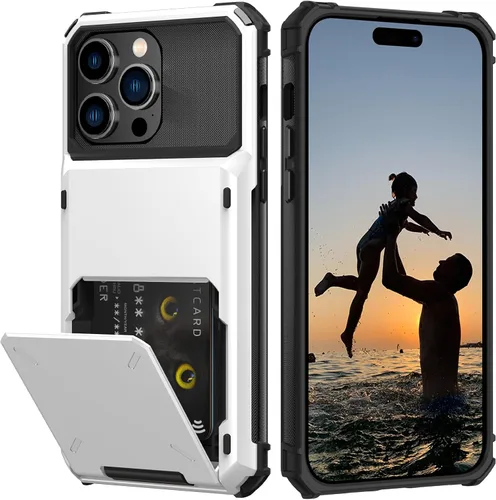 Vista 21 de Nvollnoe Compatible con iPhone 15 Funda con ranura para tarjetas, resistente, protectora de doble capa, a prueba de golpes, ranura oculta
