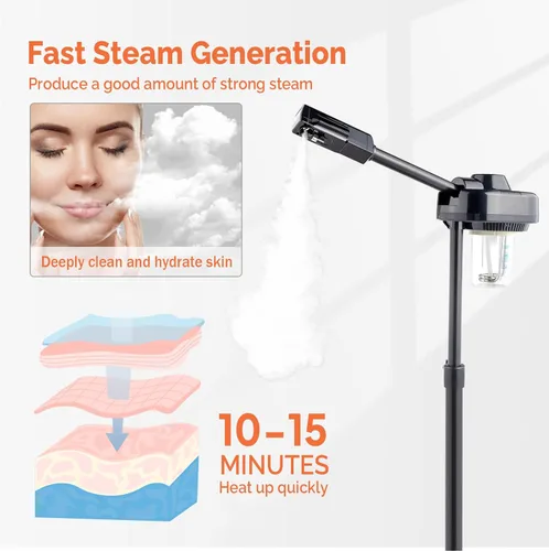 Vista 3 de OmySalon Estetician Steamer - Vaporizador facial profesional, vaporizador facial con niebla de ozono caliente para salón de belleza, spa, hogar