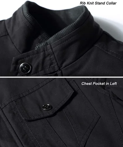 Vista 3 de EKLENTSON Men's Winter Jacket with Multi Pockets Zip Front Thick Thermal Fleece Lined Coat Work Cargo Jacket for Men