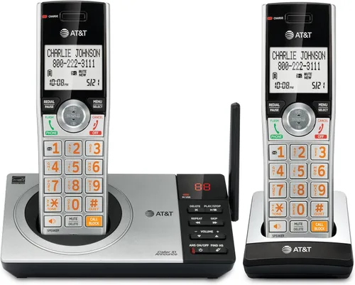 Vista 23 de AT&T CL84107 DECT 6.0 Teléfono expandible con cable/inalámbrico con bloqueador de llamadas inteligente, negro/plata con 1 auricular