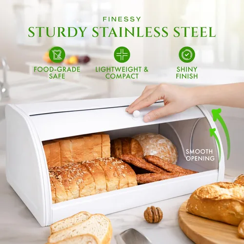 Vista 5 de FINESSY Top grande del rollo de la caja de pan, caja de pan blanca del luxe blanco