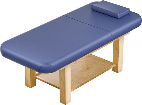 Vista 9 de Mesa de masaje estacionaria con base de metal con respaldo ajustable, mesa de tratamiento de spa profesional, cama de masaje resistente para terapia