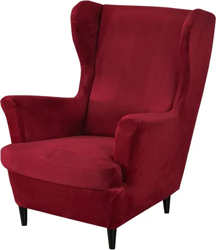 Vista 11 de MIFXIN Wingback - Funda para silla, de terciopelo de 2 piezas, elásticas, con funda de cojín, suave, lavable, protector de muebles para sala