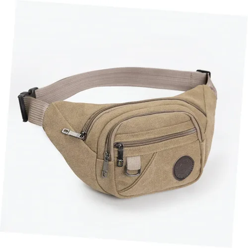 Vista 9 de BESPORTBLE Riñonera de lona de moda Riñonera unisex Riñonera ajustable Riñonera de moda Riñonera, Caqui, Centímetro
