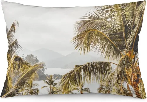 Vista 8 de Protector de almohada de playa con palmeras tropicales de 16 x 14 pulgadas, palmeras de playa, paisaje marino costero, decorativo, rectangular