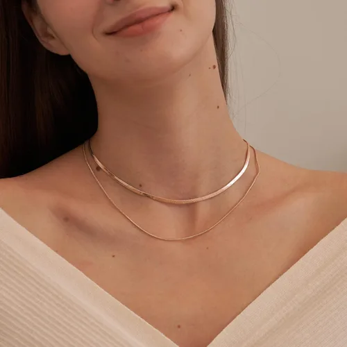 Vista 5 de CHESKY 14K GoldSilver Plated Snake Chain Necklace Herringbone Necklace Gold Choker Necklaces for Women Girl Gifts Jewelry 1.535MM(W) 14"16"(L)