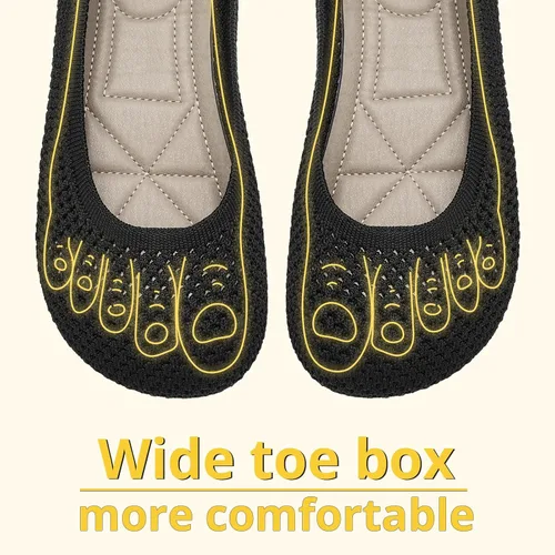 Vista 2 de Akk Zapatos planos de punta ancha para mujer, zapatos de vestir cómodos para ballet, zapatos casuales para caminar, trabajo, negocios, oficina