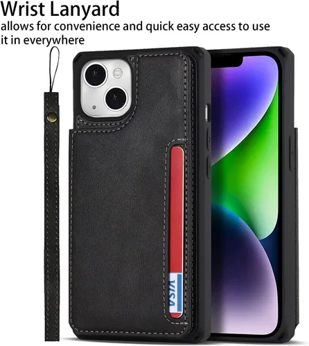 Vista 6 de Cavor para iPhone 14 Plus Funda tipo cartera con tarjetero, Funda tipo cartera para iPhone 14 Plus para mujeres, Doble cierre magnético a prueba