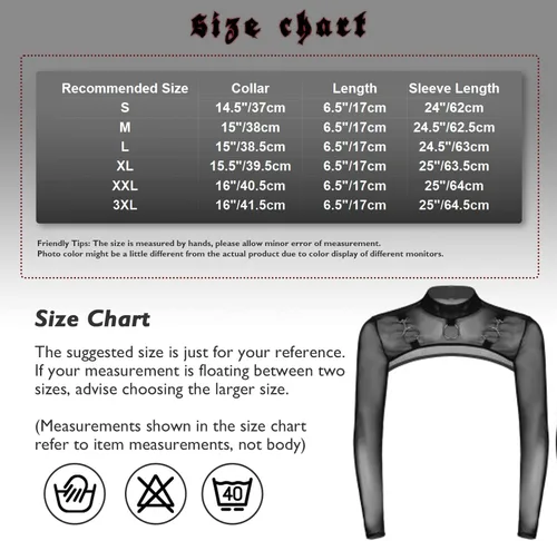Vista 7 de YiZYiF Traje de malla para hombre, manga larga, media chaqueta, mangas huecas, bolero, motocicleta, punk