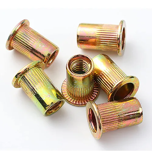 Vista 8 de Tuerca de remache, 50 piezas 1/4-20UNC de acero inoxidable de cabeza plana remache roscada, cuerpo moleteado para decoración de muebles