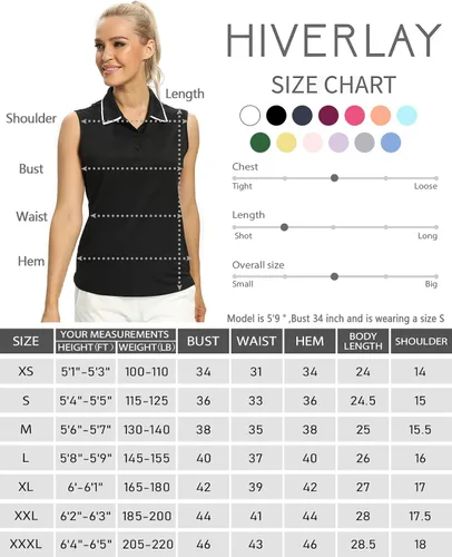 Vista 7 de Camisetas polo para mujer, sin mangas, para golf, tenis, UPF 50+, ligeras