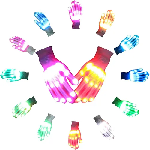 Vista 7 de Juguetes para edades de 8 a 13 años y juguetes para niños de 7 años en adelante, guantes LED para niños, guantes rave, 12 colores, Halloween