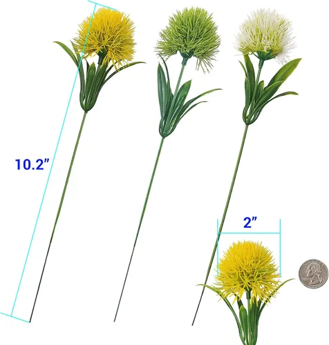 Vista 4 de SNAIL GARDEN 15 piezas de diente de león artificial, ramo de plantas de flores artificiales con 1 florero, bolsa de papel kraft, arbustos