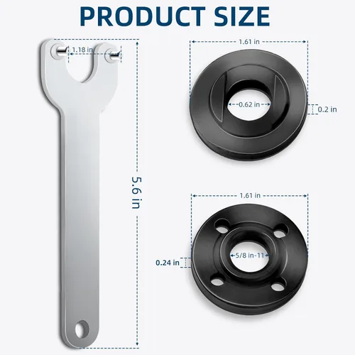 Vista 2 de Juego de 7 llaves de amoladora angular y amoladora angular, tuercas de bloqueo de metal de brida 5/8-11, compatibles con Dewalt, Milwaukee, Makita1