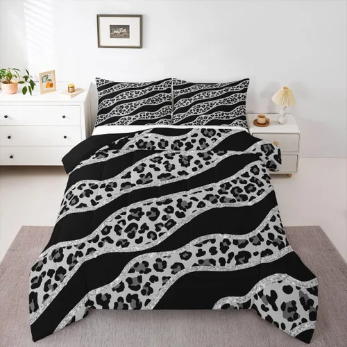Vista 12 de Erosebridal Juego de edredón con estampado de leopardo, juego de ropa de cama con estampado de guepardo, juego de ropa de cama y colecciones