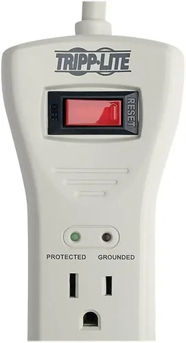 Vista 3 de Eaton Tripp Lite serie SUPER7 Tira de alimentación con enchufe plano, protector de sobretensión, 7 tomas, cable de extensión de 7 pies, 2160 julios