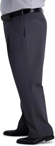 Vista 2 de Haggar Pantalón casual de alta calidad para hombre sin planchar ajuste clásico parte delantera plana cintura ampliable talla regular y grande y alta