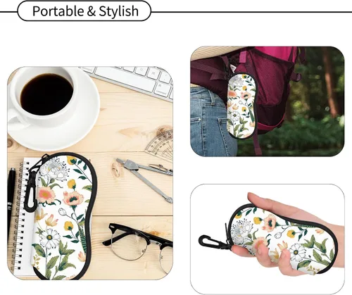 Vista 27 de Hion Sunglasses Case Ultra Light Neoprene Zipper Eyeglass Soft Case with Belt Clip