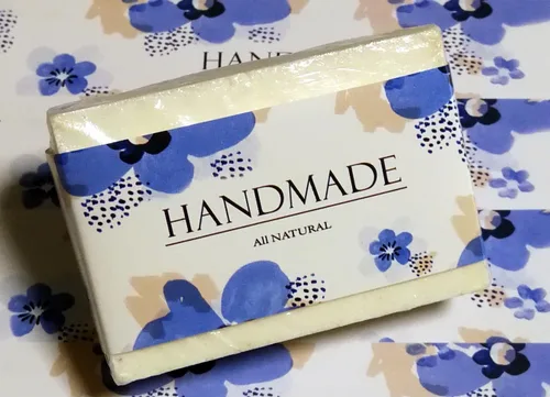 Vista 7 de Cinta de papel de envoltura para barra de jabón casera, productos hechos a mano, 20 piezas (horizontal - puntos azules)