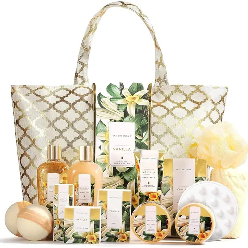 Vista 9 de Cestas de regalo de spa para mujeres, juego de regalo de baño Spa Luxetique, 12 piezas de kit de spa relajante en casa para mujeres con gel