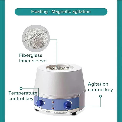 Vista 3 de Manto de calefacción con agitador magnético de laboratorio, 100/500/1000/67.6 fl oz mezclador agitador magnético para calentar y agitar, 100-2400 W