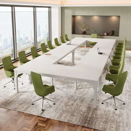 Vista 22 de Mesa de conferencias de 6.56 pies, mesa de seminario rectangular grande súper resistente para 8 personas, mesas largas de negocios, 1 unidad