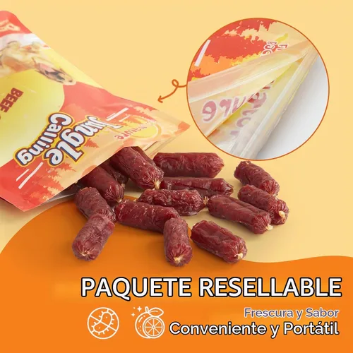 Vista 8 de Jungle Calling - Golosinas suaves de salchicha de res para perros pequeños y medianos, 10.6 onzas