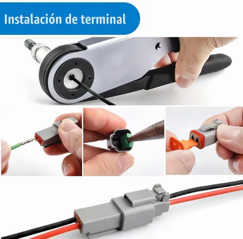 Vista 2 de Nilight Kit de conectores DT de 2 pines, 3 juegos de tamaño 16 contactos sólidos, terminal macho hembra impermeable para conectores de la serie DT