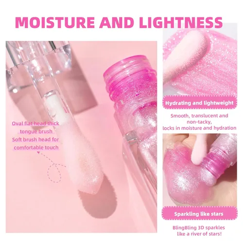 Vista 6 de 2 Piezas Aceite de Brillo Labial Hidratante Mágico que Cambia de Color con Efecto Voluminizador, Lápiz Labial de Brillo Resplandeciente, Brillo