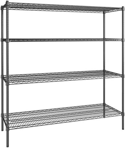 Vista 164 de Kit de 4 estantes de epoxi verde NSF de 21 x 72 pulgadas con postes de 86 pulgadas, estantería de almacenamiento resistente, kit de estantería