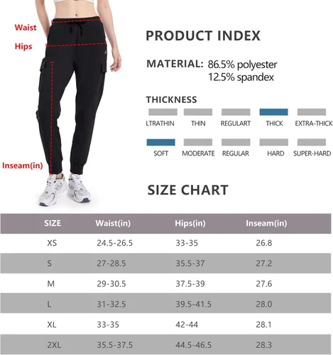 Vista 7 de HARTPOR Pantalones deportivos con forro polar para mujer, pantalones cargo de senderismo, resistentes al agua, pantalones deportivos de invierno