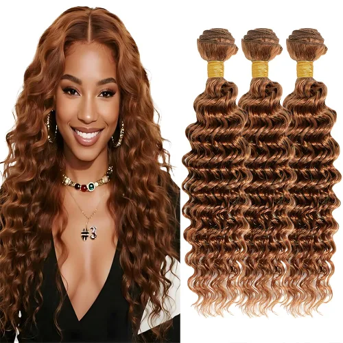 Vista 39 de Color 30 paquetes de cabello humano marrón onda del cuerpo paquetes 8 10 12 pulgadas brasileño virgen Remy extensiones de cabello humano doble trama