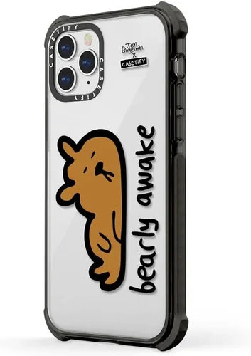 Vista 2 de Funda Ultra Impact de CASETiFY para iPhone 12 Pro Max - Bearly Awake - Negro transparente claro