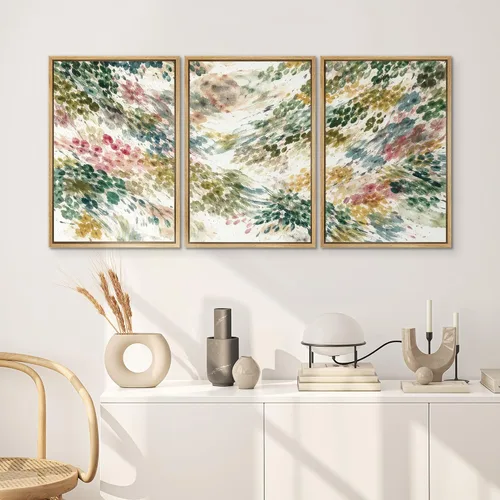 Vista 541 de SIGNWIN Lienzo enmarcado para pared, juego de arte neutro de bosque brumoso, ilustraciones en tono tierra, arte moderno, decorativo, bohemio