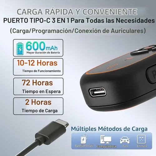 Vista 4 de T-M12 Super Mini Walkie Talkies con control de voz AI manos libres