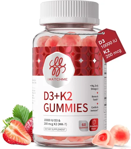 Vista 12 de Gomitas de vitamina D3 K2, 5,000 UI/10,000 UI D3 + 200 mcg MK-7, 120